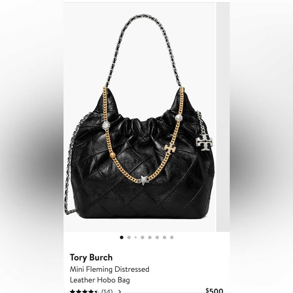 Tory Burch mini fleming distressed leather hobo bag